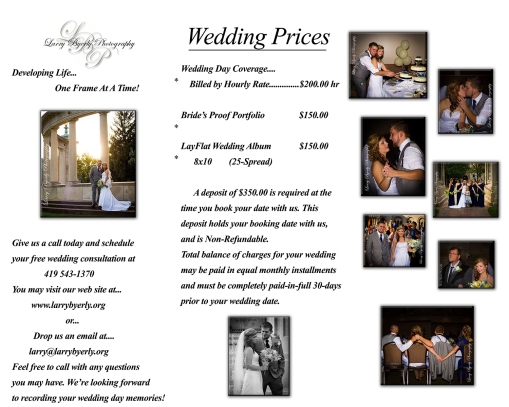 wedding price list